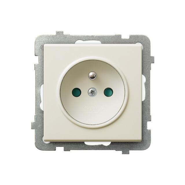 SONATA Gniazdo pojedyncze z uziemieniem z przesłonami torów prądowych - kolor ecru