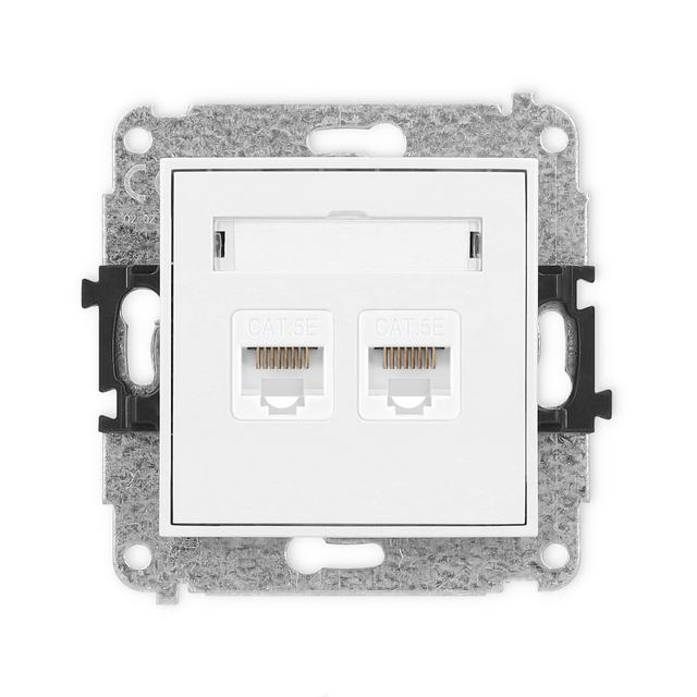 MINI Gniazdo podwójne komputerowe 2xRJ45, kat. 5e, 8-stykowy biały mat 25MGK-2 KARLIK