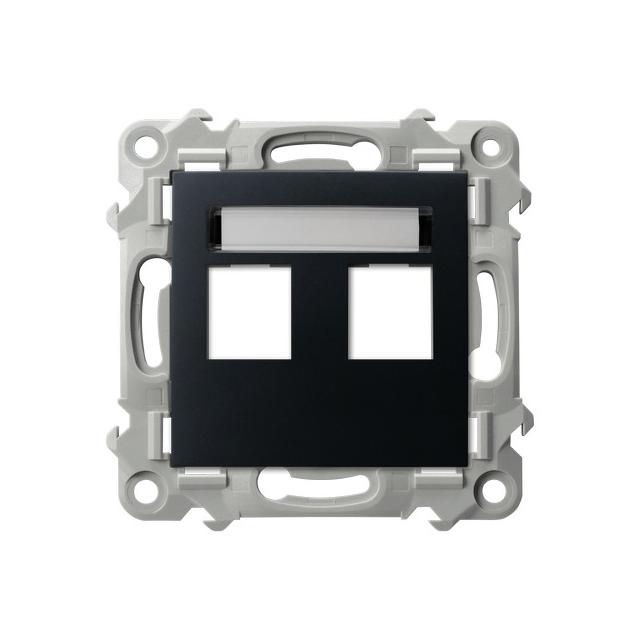 SZAFIR Obudowa gniazda podwójnego typu Keystone prosta - kolor czarny metalik