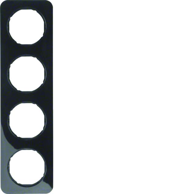 BERKER R.1 Ramka poczwórna czarna połysk 10142145 HAGER