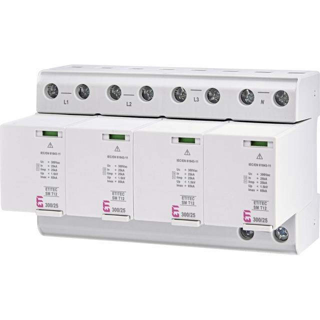 Ogranicznik przepięć T1+T2 (B+C) - bez prądu upływu TEC SM T12 300/25 4+0 002440572 ETI