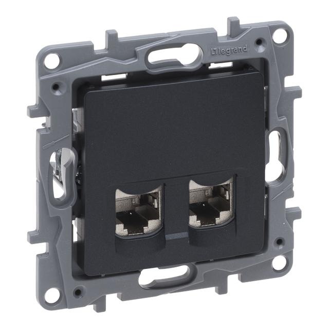 NILOE SELECTION - GNIAZDO 2 X RJ 45 KAT. 6 STP ANTRACYT, Legrand