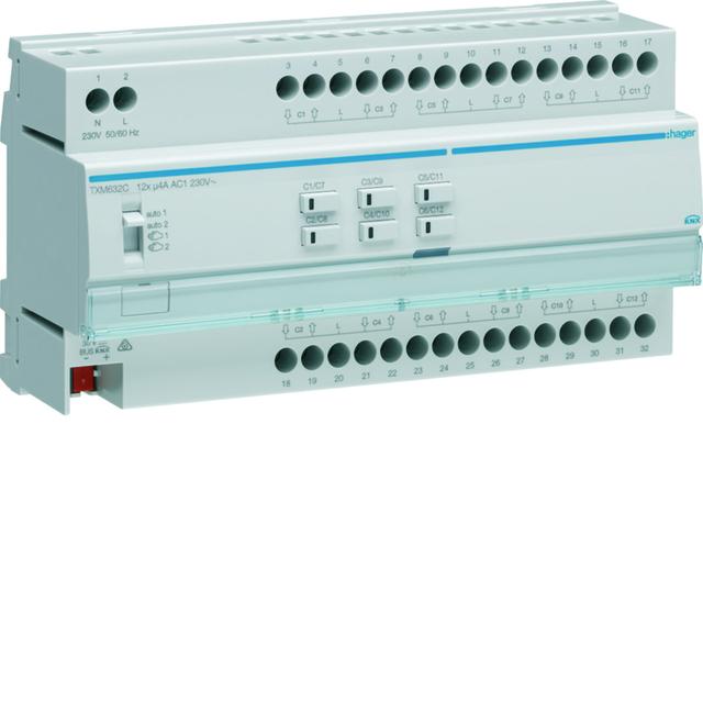 KNX e/s Sterownik żaluzjowy/roletowy 12-krotny 230V AC 10 mod TXM632C HAGER