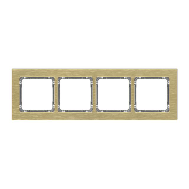 DECO Ramka uniwersalna poczwórna - aluminium szczotkowane (ramka: kolor mosiężny; spód: grafitowy) m