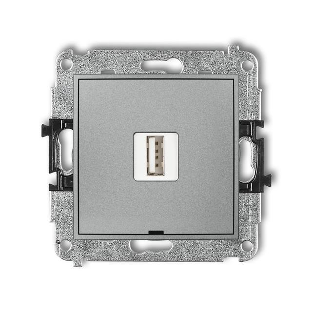 MINI Mechanizm ładowarki USB pojedynczej USB A, 10W max., 5V, 2A, bez pola opisowego srebrny metalik