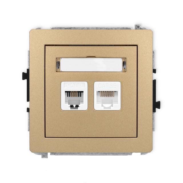 DECO Mechanizm gniazda telefonicznego pojedynczego 1xRJ11 + komputerowego pojedynczego 1xRJ45, kat.