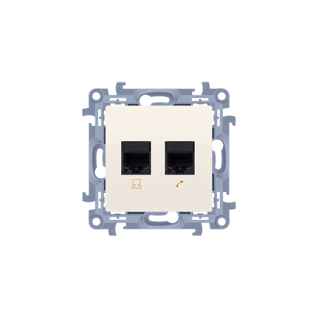 Simon 10 Gniazdo RJ45 kat. 6 + gniazdo telefoniczne RJ11 krem C6T.01/41 KONTAKT