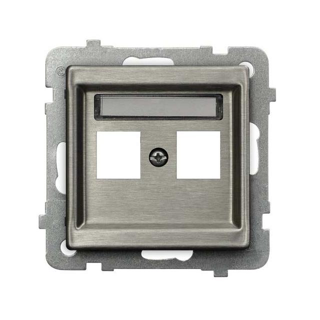 SONATA Obudowa gniazda podwójnego typu Keystone prosta - kolor stal inox
