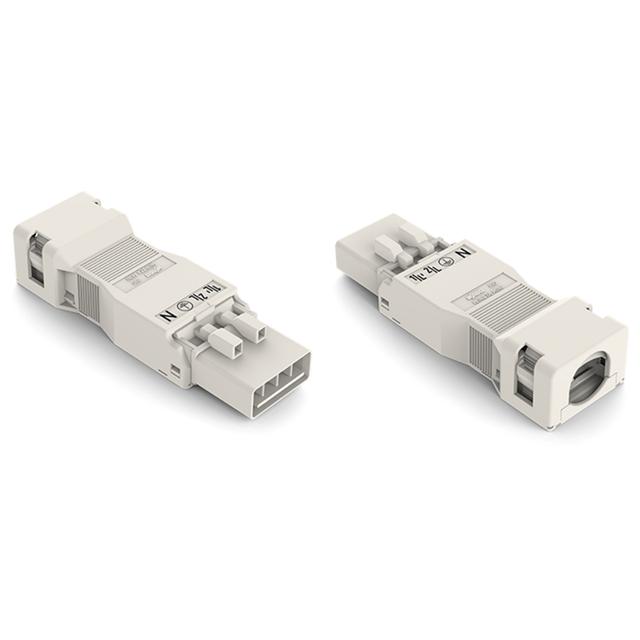 WINSTA MINI wtyk 4-torowy biały z obudową odciążającą naciąg