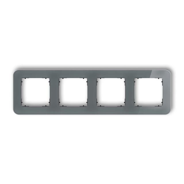 ICON Ramka uniwersalna poczwórna zaokrąglona - efekt szkła (ramka: grafitowa; spód: czarny) grafitow