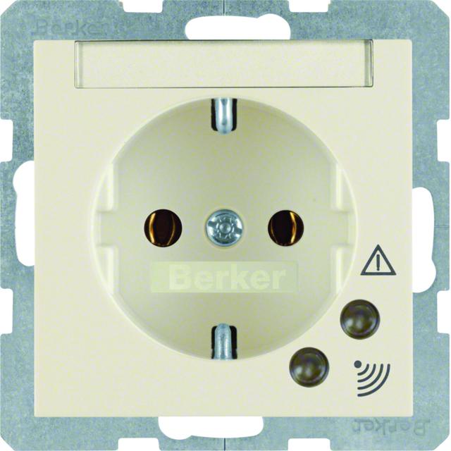 BERKER S.1 Gniazdo SCHUKO z ochroną przepięciową i pole opisowe krem 41088982 HAGER