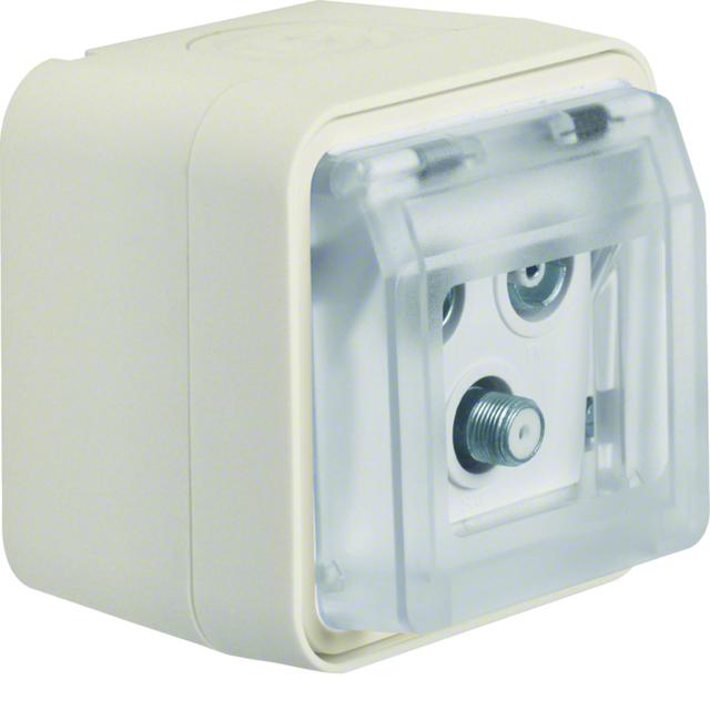 BERKER W.1 Gniazdo antracytenowe R+TV+SAT końcowe z pokrywą kompletne IP55 biały 12033532 HAGER