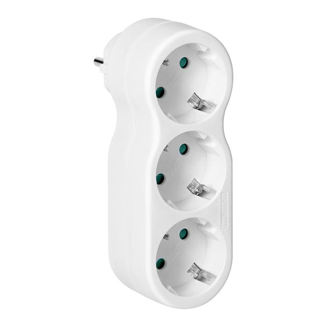 Rozgałęźnik 3x2P+Z ''bałwanek'' z wtyczką górną, Schuko, biały OR-AE-13252(GS) ORNO