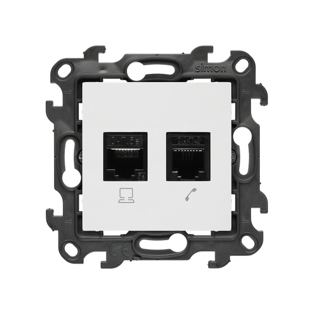 Simon 24 Gniazdo komputerowe RJ45 kat. 5e + telefoniczne RJ12 biały N5T12.01/11