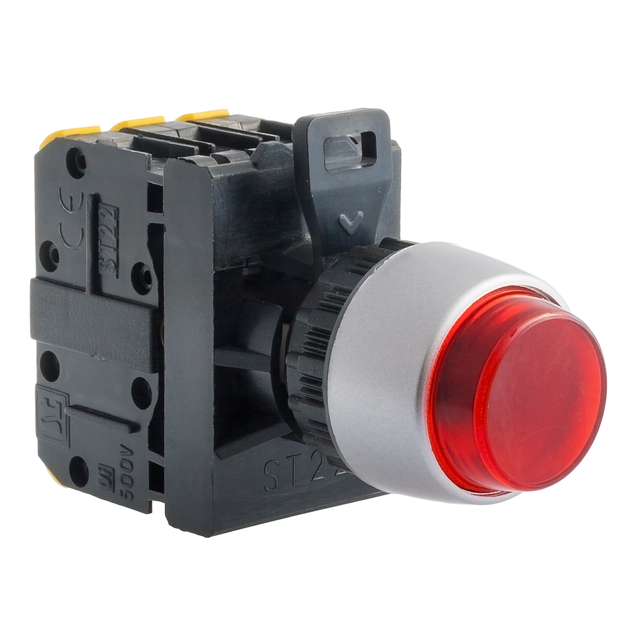 PRZYCISK WYSTAJ PODŚW CZERWONY 1ZW 1ROZ PIERŚCIEŃ NIKLOWANY