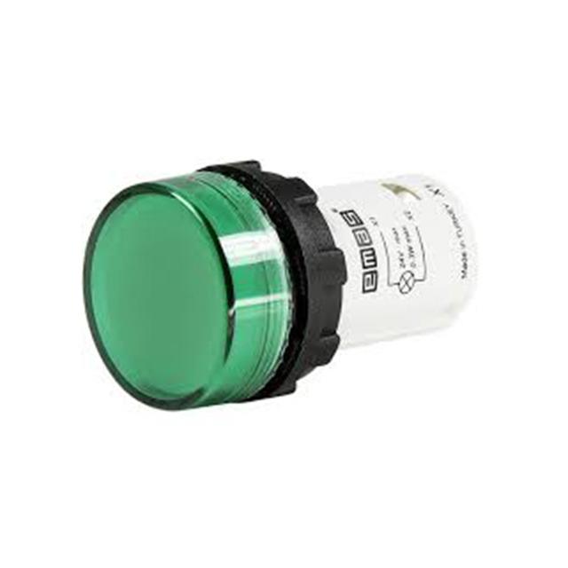 Lampka monoblok 24V LED, płaski klosz, zielona