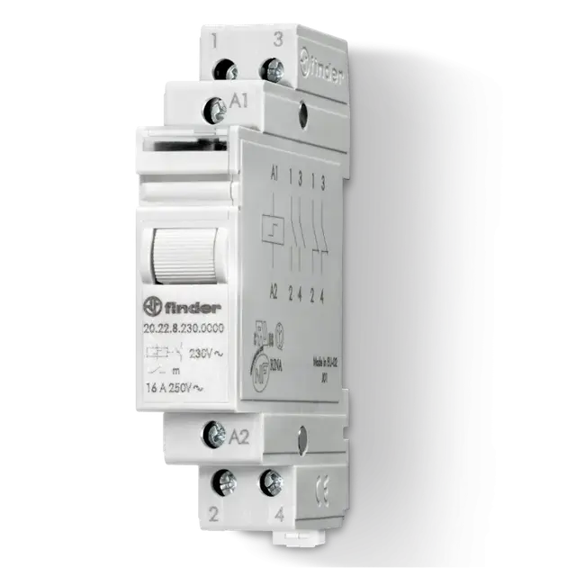 Modułowy przekaźnik impulsowy 2 Z; 16A; 12V AC, 20.22.8.012.0000