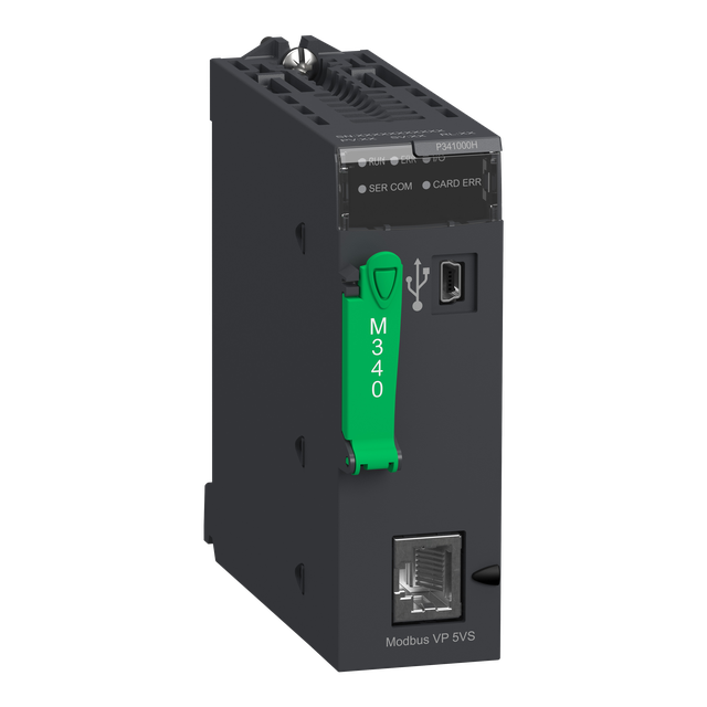 Modicon M340, moduł procesora, 512 wejść/wyjść cyfrowych, 128 wejść/wyjść analogowych, Modbus BMXP34