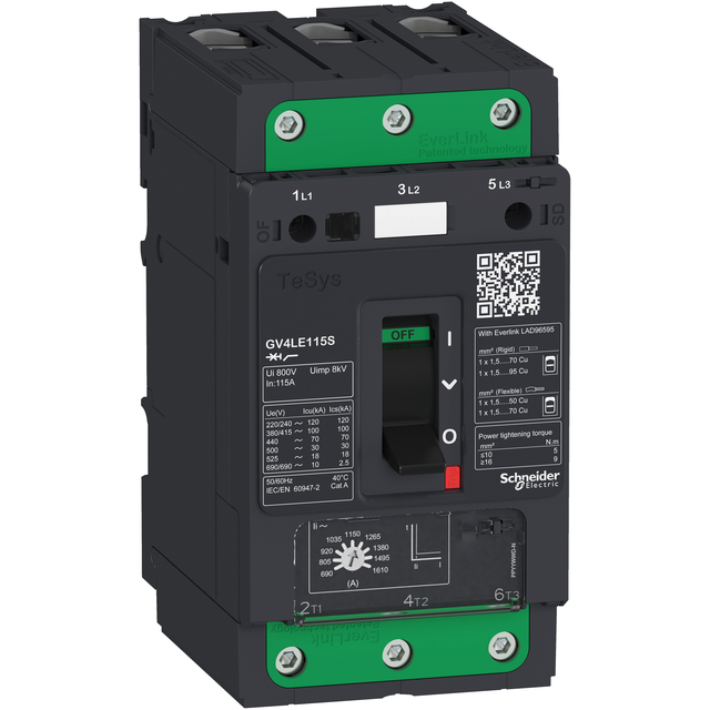 Wyłącznik silnikowy TeSys GV4 3P 25 A Icu 100 kA magnetyczny terminale EverLink GV4LE25S SCHNEIDER