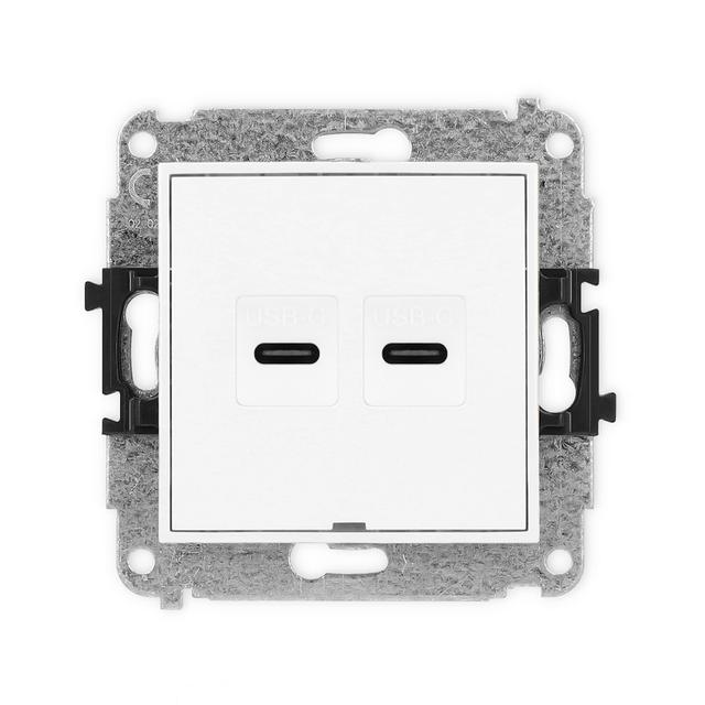 MINI Gniazdo podwójne 2xUSB C-C, bez pola opisowego biały mat 25MGUSBBO-8 KARLIK