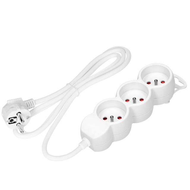 Przedłużacz 3x2P+Z,1,4m, 3x1mm2, biały