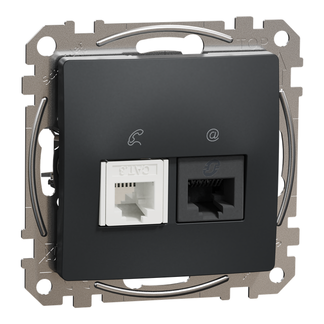 Sedna Design & Elements Gniazdo komputerowe-telefoniczne kat. 6 UTP czarny antracyt SDD114468 SCHNEI