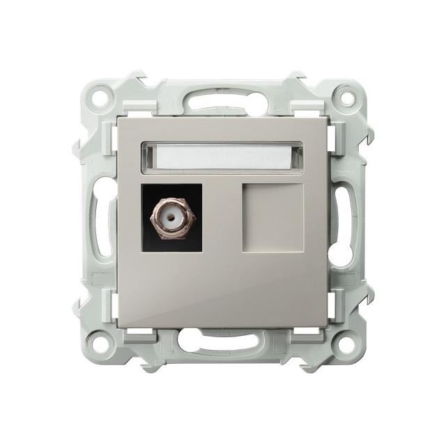 SZAFIR Gniazdo antenowe typu F pojedyncze - kolor kaszmirowy beż