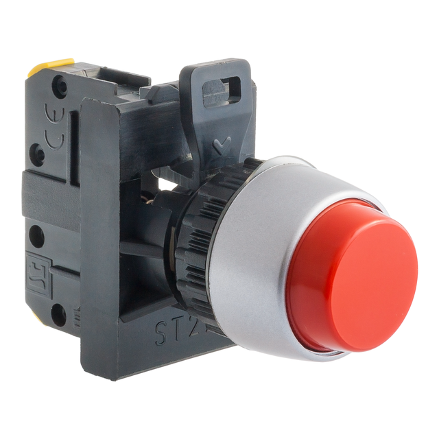 PRZYCISK WYSTAJĄCY CZERWONY 1 ROZ PIERŚCIEŃ CZARNY