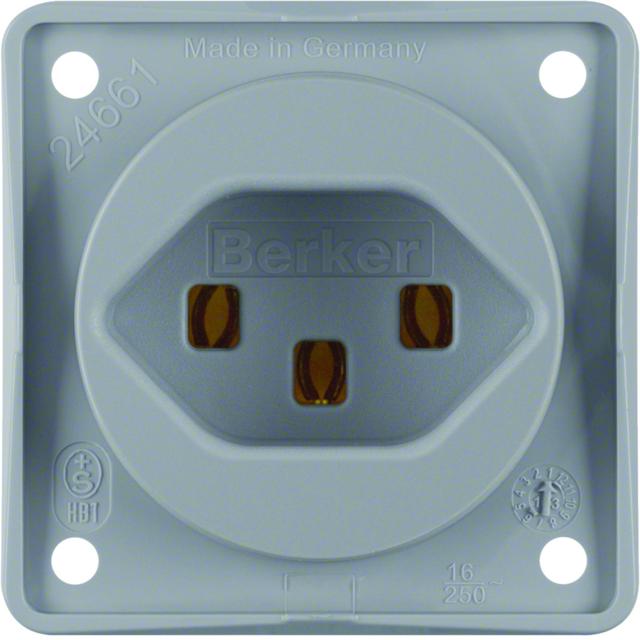 BERKER Integro Flow Gniazdo z uziemieniem Szwajcaria typ 23 szary 962592506 HAGER