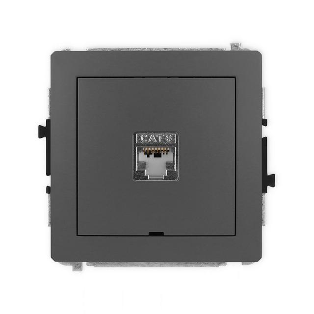 DECO Mechanizm gniazda komputerowego pojedynczego 1xRJ45, kat. 6, ekranowany, 8-stykowy, bez pola op