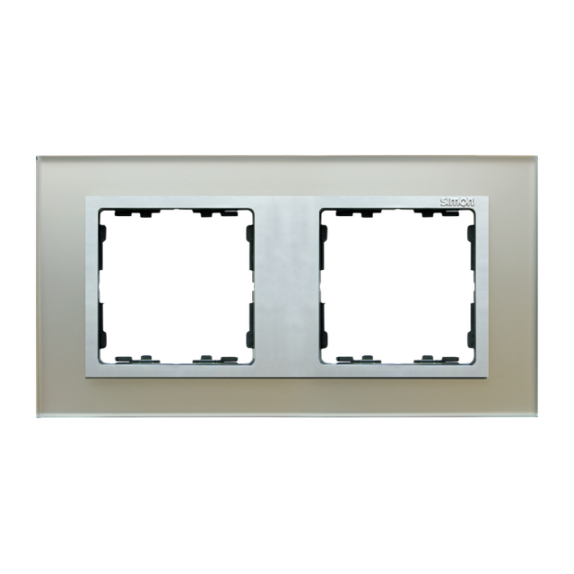 Simon 82 Nature Ramka 2-krotna Nature-szkło Srebrna / pierścień aluminium mat 82927-62 KONTAKT