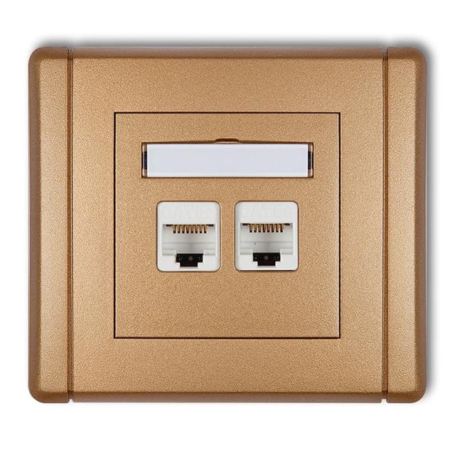 FLEXI Gniazdo komputerowe podwójne 2xRJ45, kat. 6, ekranowane, 8-stykowe złoty metalik