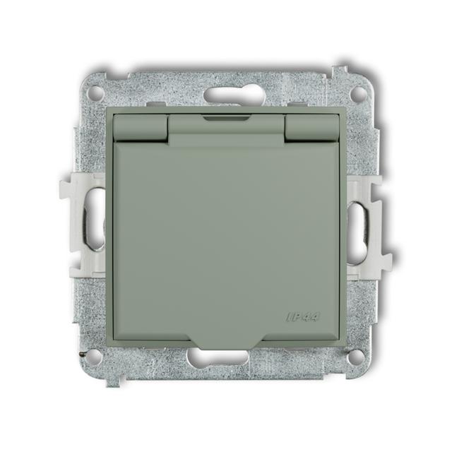 ICON Mechanizm gniazda bryzgoszczelnego z uziemieniem 2P+Z (klapka szałwiowa, przesłony torów prądow