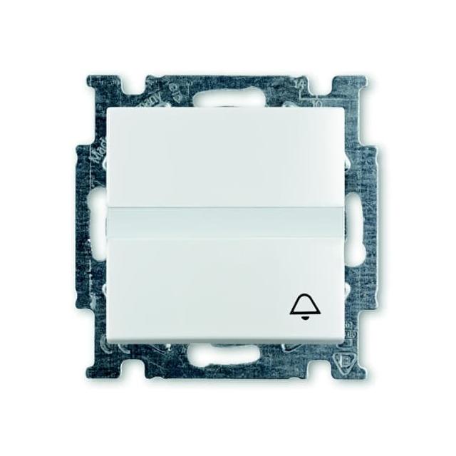 BASIC55 Przycisk z klawiszem z wizytówką i symbolem dzwonka, 1-biegunowy, Z zaciskiem N biały alpejs