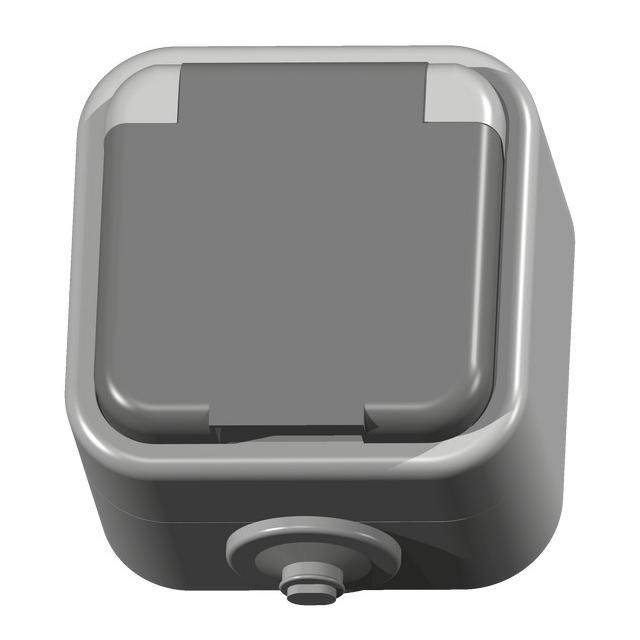 DELFINA Gniazdo pojedyncze z uziemieniem wieczko w kolorze wyrobu - kolor szary