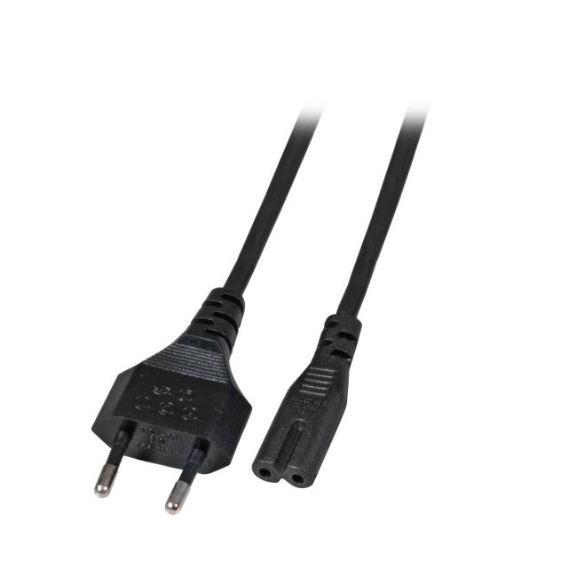 Kabel zasilający Euro - C7 (Euro 8) 180° 3m czarny