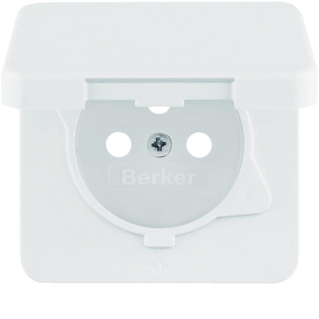 BERKER IP44 Płytka czołowa do gniazda z uziemieniem z pokrywą biały 39420409 HAGER