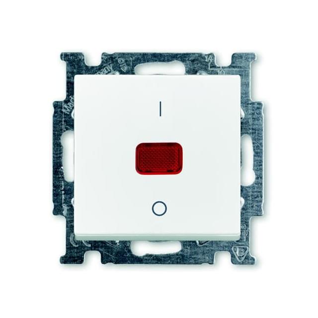 BASIC55 Wyłącznik z klawiszem, kontrolny Z lampką neonową, 2-biegunowy biały alpejski