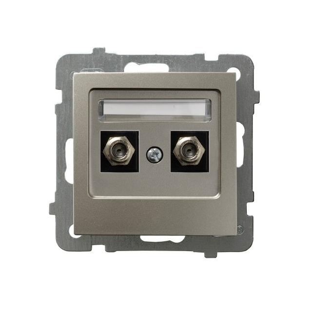 AS Gniazdo antenowe typu F podwójne - kolor satyna light