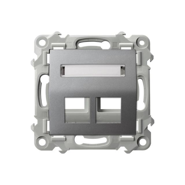 SZAFIR Obudowa gniazda podwójnego typu Keystone skośna - kolor szary mat