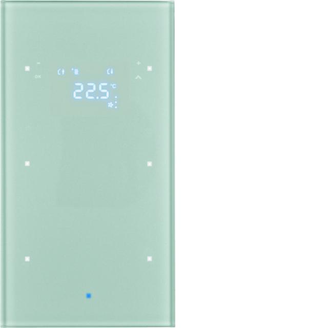 BERKER KNX TS Sensor dotykowy podwójny z regulatorem temperatury szkło aluminium 75642034 HAGER