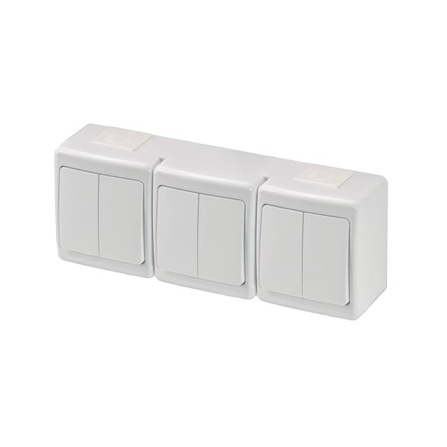 Wyłącznik BETA, potrójny, świecznikowy, IP44, biały*