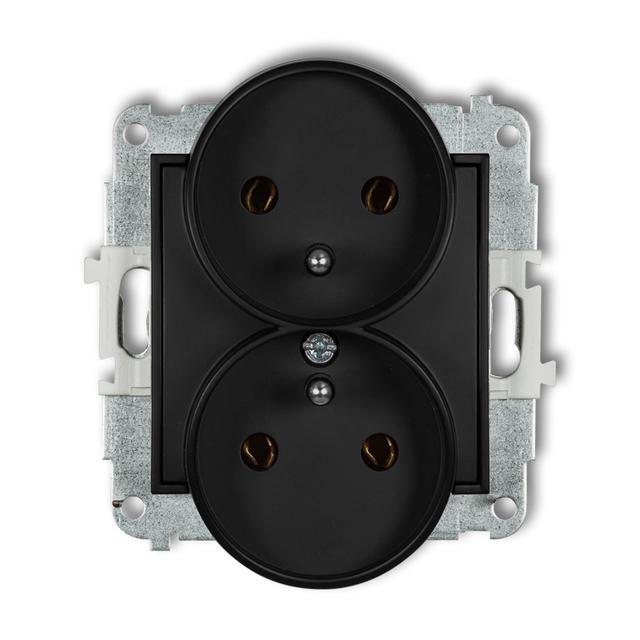 ICON Mechanizm gniazda podwójnego do ramki z uziemieniem 2x(2P+Z) (bez przesłon torów prądowych) cza
