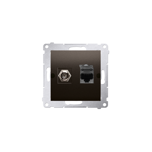Simon 54 Gniazdo antenowe typu +RJ45 kat.6 brąz mat