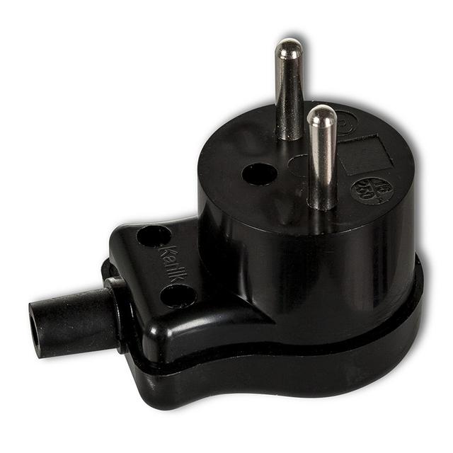 Wtyczka kątowa bez uziemienia, skręcana czarna