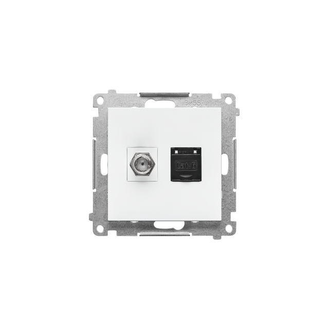 Simon 55 Gniazdo antenowe typu /F/+RJ45 kat.6 Biały mat