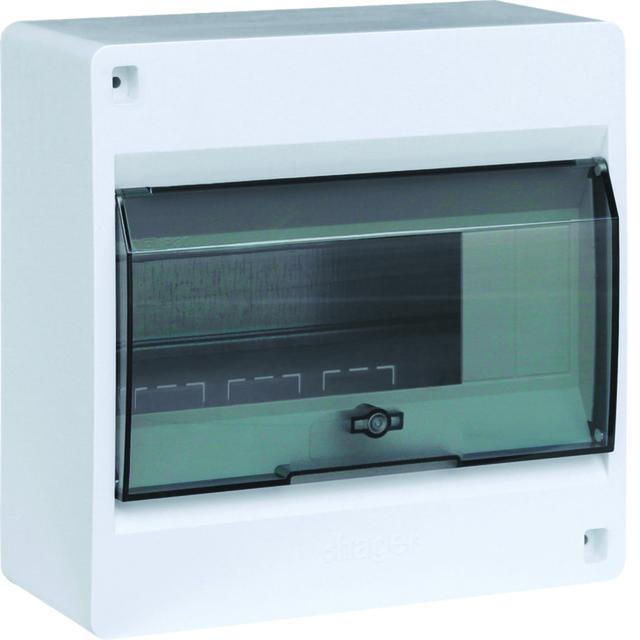 IC2 Rozdzielnica 1x8 natynkowa IP40 drzwi transparentne VD108TP HAGER