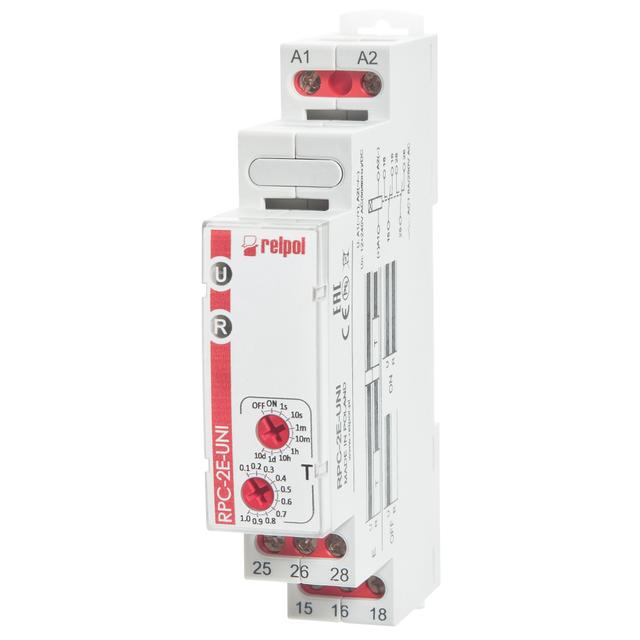 Przekaźnik czasowy 1P 1sek‑10dni 12‑240V AC/DC 50/60 Hz praca cykliczna od przerwy RPC‑1BP‑UNI 863195 RELPOL