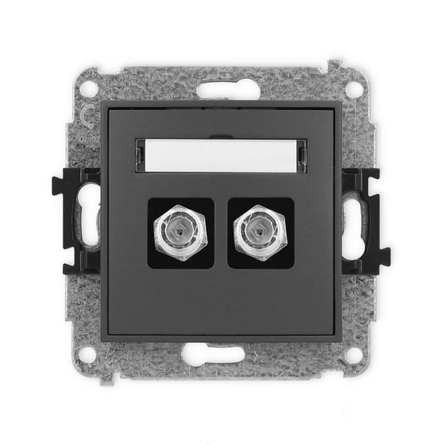 ICON Mechanizm gniazda antenowego podwójnego typu F (SAT) niklowany grafitowy mat