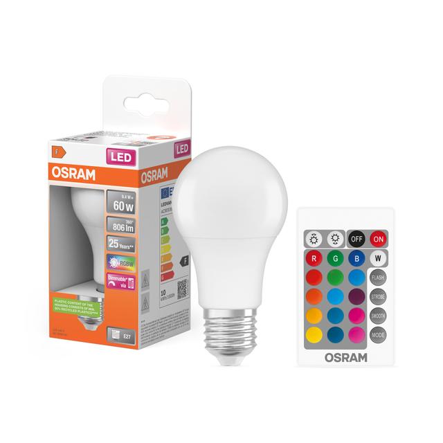 Żarówka LED 9W 60W E27 806lm OSRAM RGBW + PILOT